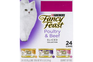Purina Fancy Feast Cat Food Sliced Poultry & Beef - 24 CT