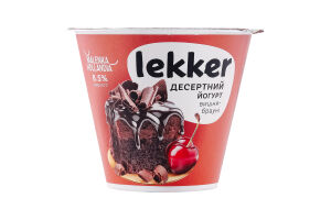 Йогурт 8.5% десертний Вишня-брауні Lekker ст 180г