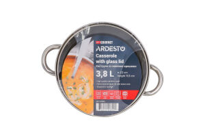 Каструля Gourmet Aosтa 3,8л нержавіюча сталь з скляною кришкою Ardesтo
