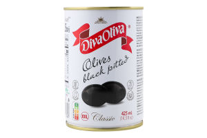 Оливки чорні без кісточок Classic Diva Oliva з/б 390г
