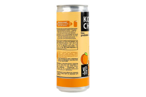 Напиток брожения фильтрованный непастеризованный с сахаром Gold apricot Kombucha Vit-Fit ж/б 0.33л