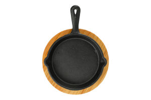 Сковорода чавун кругла на бамбуковій підставці KYYW714