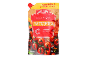 Кетчуп з червоною паприкою пастеризований Лагідний Щедро д/п 360г