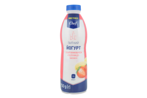 Йогурт 1% питьевой с наполнителем Клубника-банан METRO Chef п/бут 750г