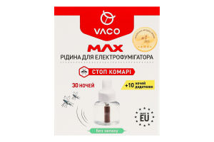 Жидкость для электрофумигатора от комаров 40 ночей Max Vaco 30мл