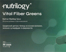 Добавка диетическая с подсластителем Ежедневный детокс-бленд Vital Fiber Greens Nutrilogy 30х8.3г