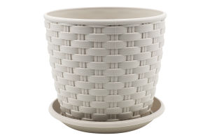 Горщик д/квітів Ротанг біла троянда з підставкою 12*11см арт114055 Алеана