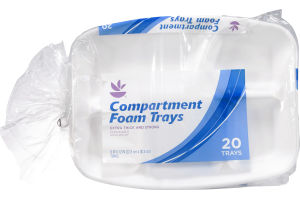 Ahold Compartment Foam Trays - 20 Trays