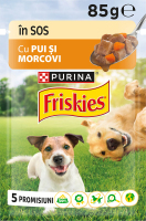 Корм консервированный полнорационный для взрослых собак с курицей и морковью Кусочки в подливке Friskies д/п 85г