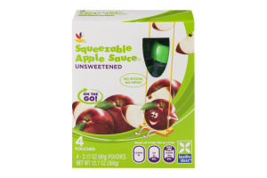 Ahold Squeezable Apple Sauce Pouches Unsweetened - 4 CT