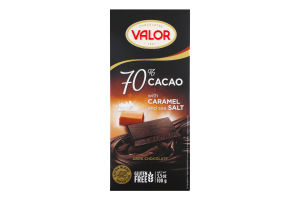 Шоколад 70% черный с карамелью и солью Valor к/у 100г