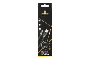 Кабель магнітний 3в1 USB lightning micro-USB Type-C сірий 1,2м SC-350MGNT-GR Хоко.