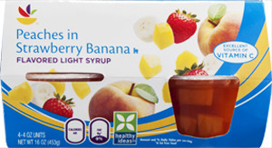 Ahold Peaches in Strawberry Banana Flavored Light Syrup - 4 CT