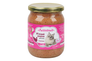 Рацион мясной для котов с индейкой Классическая серия Леопольд с/б 460г