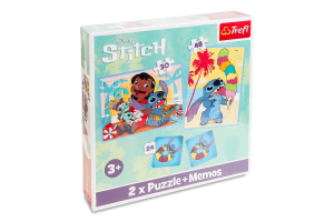 Пазли для дітей від 3років 2in1 + memos Stitch Disney Trefl 3шт