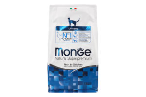 Корм сухой полнорационный для котов с курицей Urinary Natural superpremium Monge м/у 1.5кг