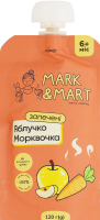 Пюре фруктове для дітей від 6міс без цукру гомогенізоване Запечене яблучко і морквочка Mark&Mart д/п 120г