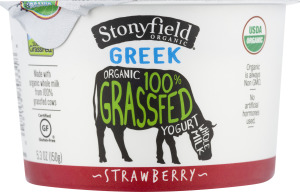 Stonyfield Organic Greek 100% Grassfed Whole Milk Yogurt Strawberry