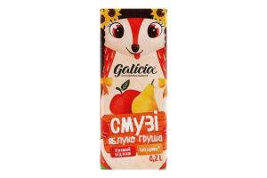 Сок с мякотью из смеси фруктов стерилизованный Смузи яблоко-груша Galicia т/п 0.2л
