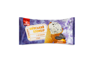 Мороженое 12% пломбир в рожке печенье с какао Київський пломбір м/у 110г
