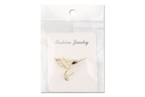 Брошка Калібрі жовтий метал 3,2*4см