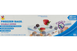 Ahold Freezer Bags Double Zipper - 30 CT