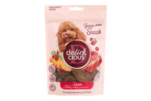 Корм дополнительный для собак с ягненком, бататом и клюквой Сушеные снеки Delickcious д/п 80г
