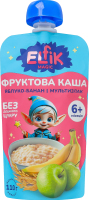 Каша фруктова для дітей від 6міс гомогенізована стерилізована Яблуко-банан-мультизлак Elfik Magic д/п 110г