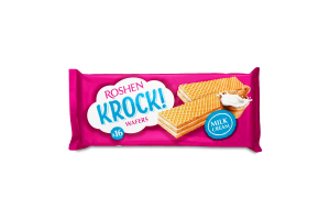 Вафлі Roshen Krock з молочною начинкою 142г х19