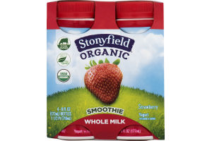 Stonyfield Organic Whole Milk Smoothie Strawberry - 4 CT
