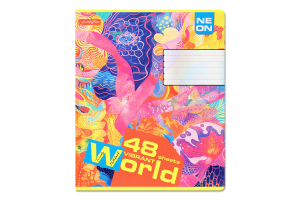 Зошит Фемілі Лайн клітинка неон покриття мокрий шовк 48аркушів Тетрада