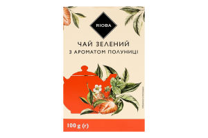 Чай зелений байховий з ароматом полуниці RIOBA к/у 100г