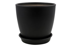 Горщик чорний матовий кераміка 13*12*1см Духм'яна піч