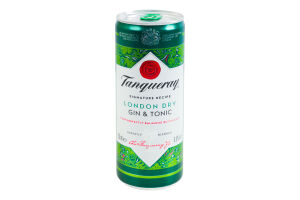 Напиток слабоалкогольный 0.25л 6.5% газированный с джином и тоником London Dry Tanqueray ж/б