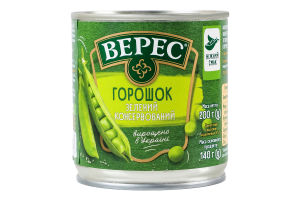 Горошок зелений мозкових сортів консервований стерилізований Верес в/с з/б 200г