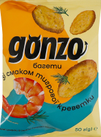 Сухарики пшеничні зі смаком тигрової креветки Багети Gonzo м/у 50г