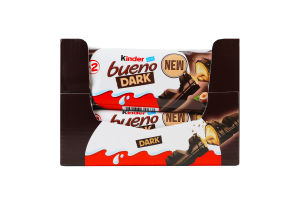 Вафли с молочно-ореховой начинкой покрытые черным шоколадом Bueno Kinder м/у 2х21.5г