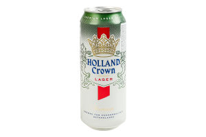 Пиво 0.5л 4.8% светлое пастеризованное Lager Holland Crown ж/б