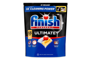 Средство для мытья посуды в посудомоечных машинах Лимон Ultimate Powerball Finish 55шт