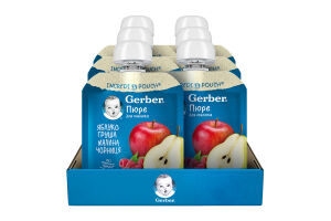 Пюре фруктовое для детей от 6мес пастеризованное витаминизированное Яблоко-груша-малина-черника Gerber д/п 90г
