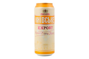 Пиво 0.5л 4.7% светлое пастеризованное Киевское Export Оболонь ж/б
