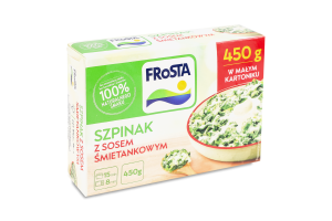 Шпинат глубокой заморозки в сливочном соусе Frosta к/у 450г