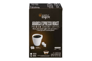 Simply Enjoy Ground Coffee Pods Arabica Espresso Roast - 12 CT