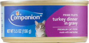 Companion Premium Cat Food Prime Filets Turkey Dinner in Gravy 5.5 OZ