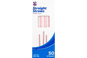 Ahold Striped Plastic Straight Straws - 50 CT