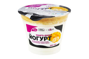Йогурт 3.2% безлактозний термостатний з наповнювачем Манго-банан Lago ст 250г