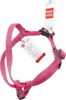 Шлея з QR паспортом рожева відновлена бавовна світловідбиваюча пластиковий фастекс р.S 15мм L40-55см 03247 ВауДог Ре-коттон