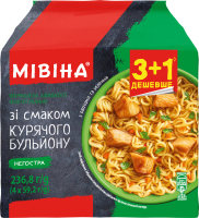 Вермишель быстрого приготовления неострая со вкусом куриного бульона с овощами и зеленью Мівіна к/у 4х59.2г
