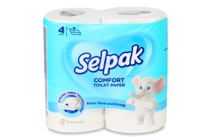Папір туалетний 2-х шаровий Comfort Selpak 4шт