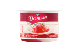 Йогурт 3.2% двухслойный с наполнителем Клубника Дольче ст 115г